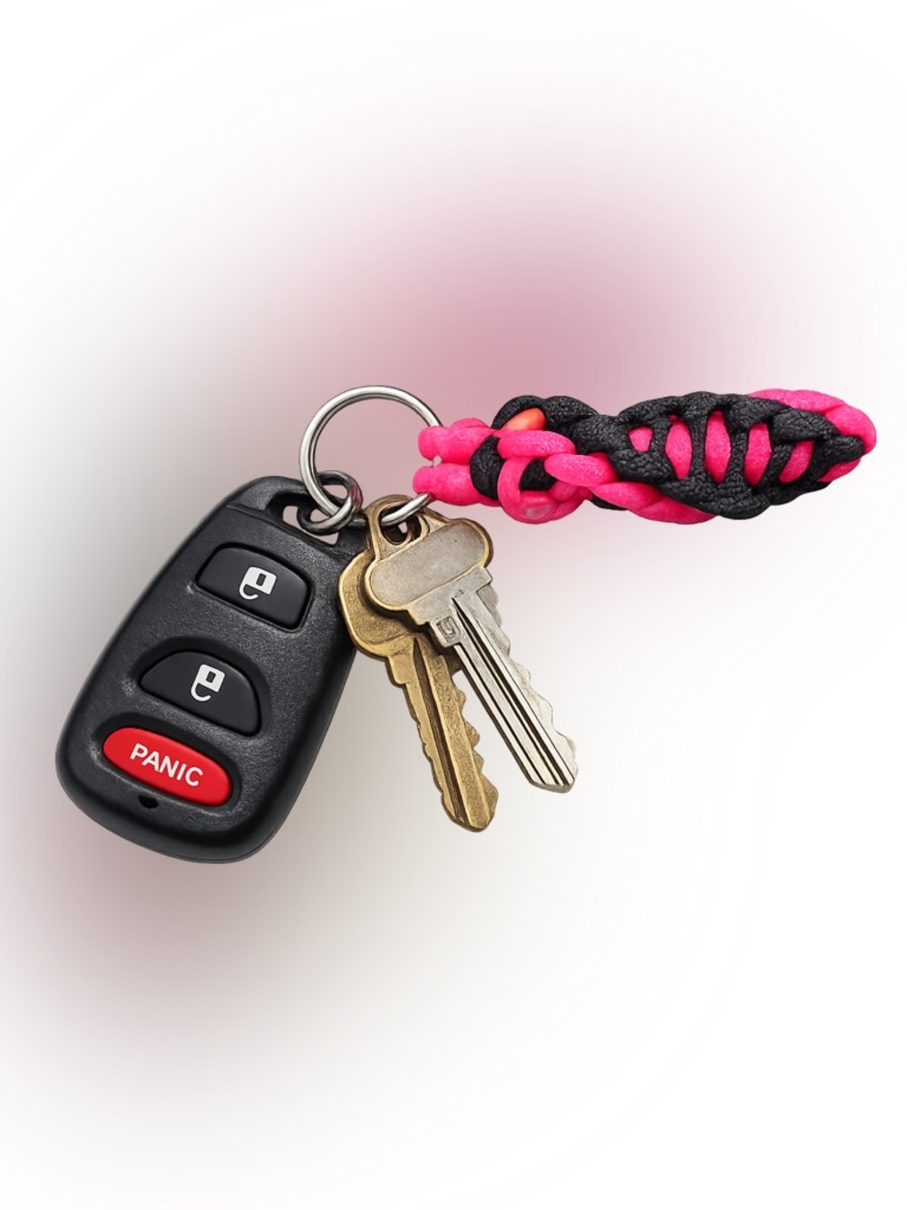 Handmade Braided Key/Bag Charm Hot Pink and Black | Pick Your Size - Picture 2 of 2